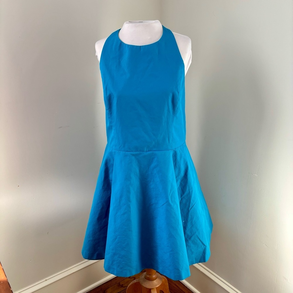 Alice + Olivia “Christie” blue poplin cutout dress women’s size 12